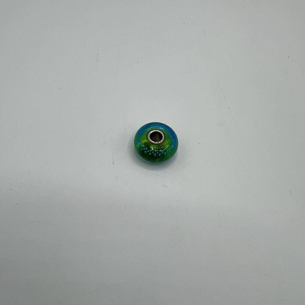 Trollbeads 925 Glass Blue & Green Single Bead Charm